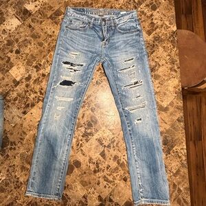 American Eagle distressed crop jeans